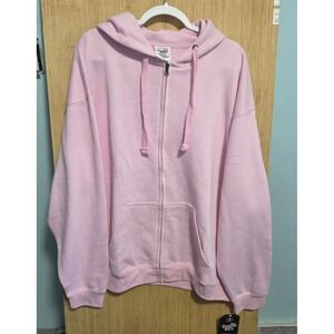 Pacific & Co Size X-Large‎ The Perfect Hoodie Pink Full Zip Sweatshirt Women New